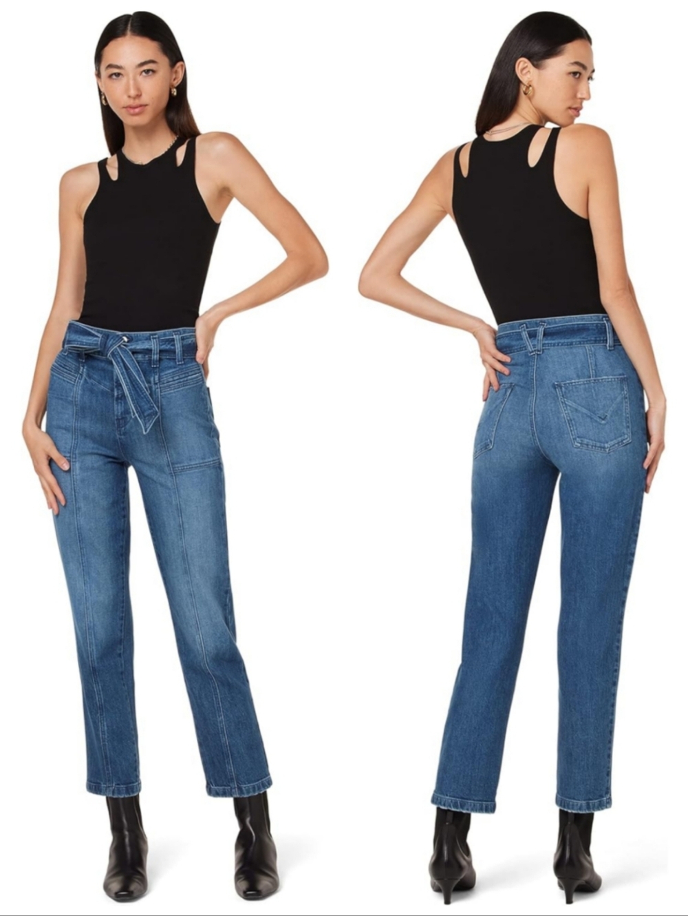 🆕️ Hudson Utility Straight Paperbag Jeans 29 Belted 80s Revival Modern Utility